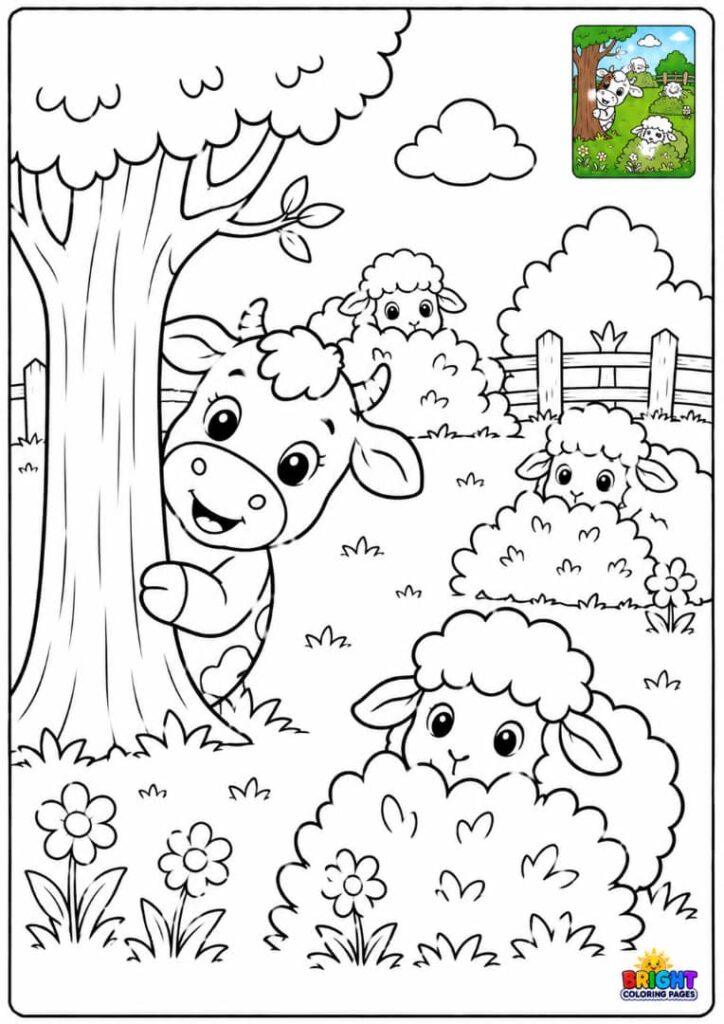 Cow Playing Hide and Seek with Sheep