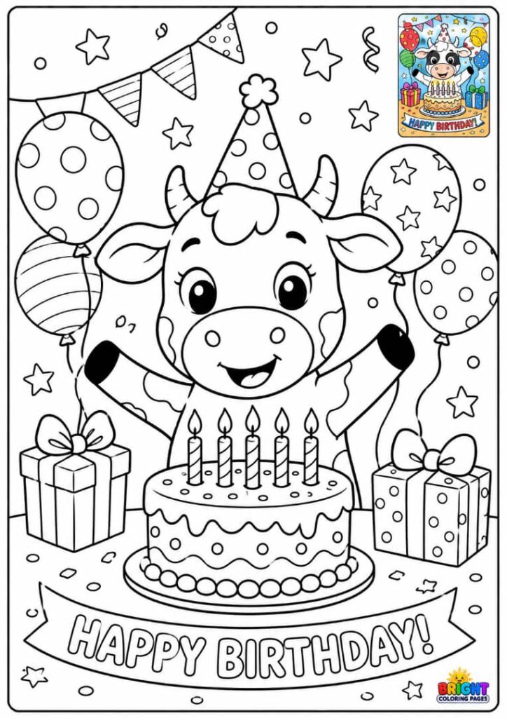 Cow with a Birthday Cake