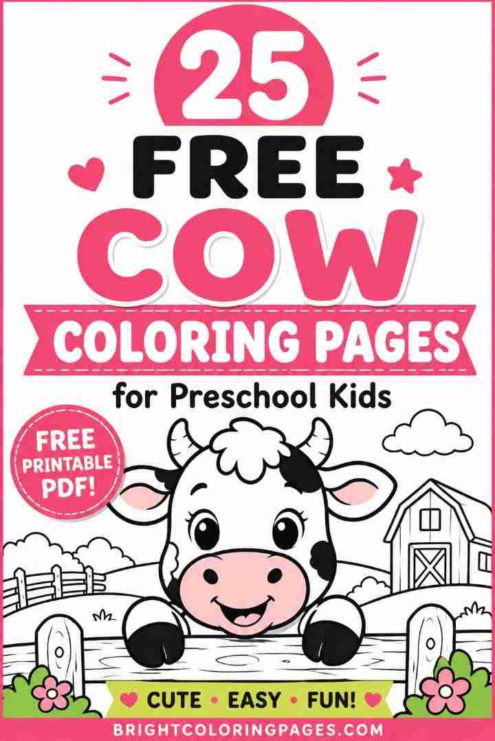 25 Free Cow Coloring Pages for Preschool Kids (Free Printable PDF)
