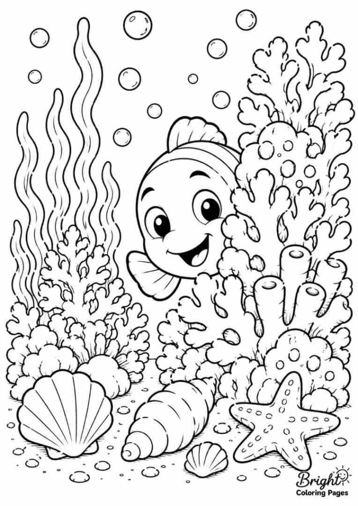 Peekaboo Fish free printable coloring pages for kids 