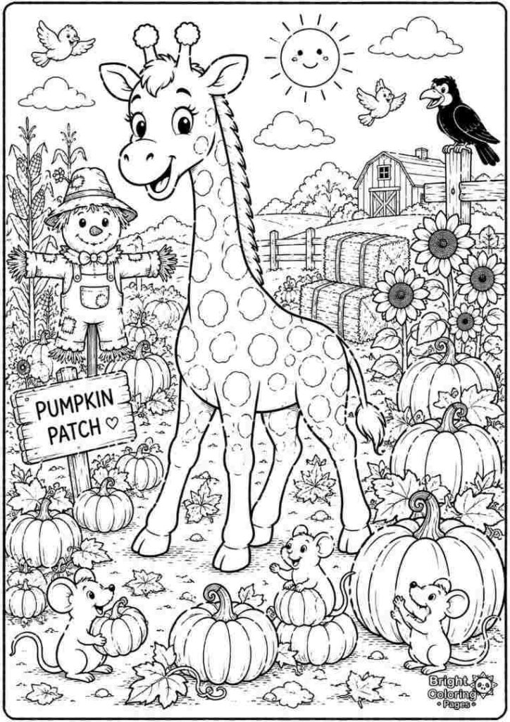 Giraffe at the Pumpkin Patch 