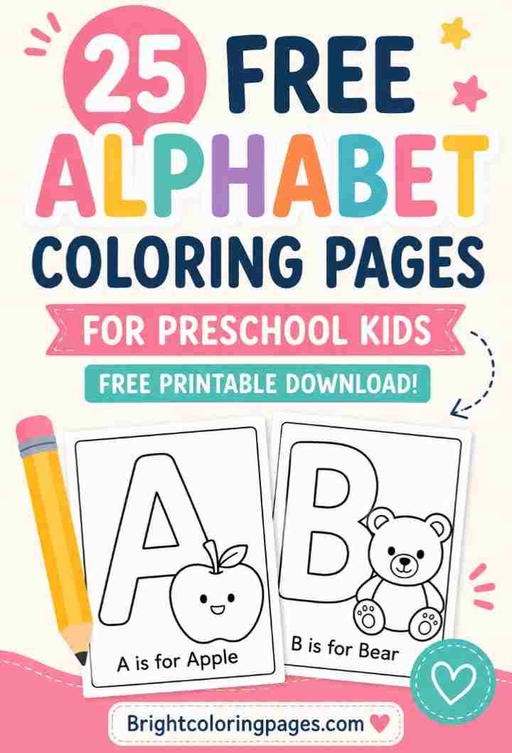 25 Free Alphabet Coloring Pages for Preschool Kids (Free Printable Download)
