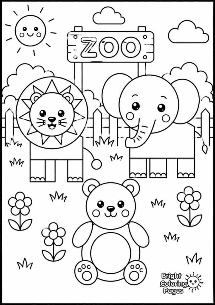 Shape Zoo Fun free printable coloring page for kids