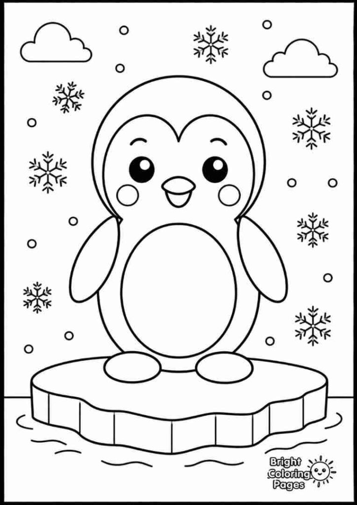 Penguin Shapes free printable coloring page