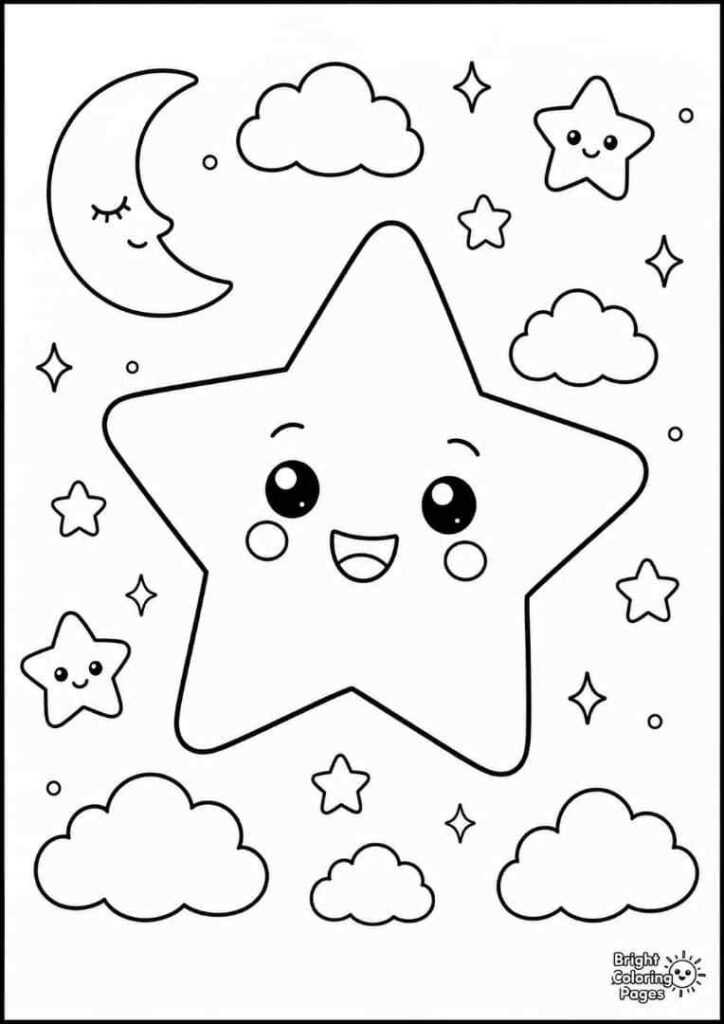 Star Sky coloring page for children
