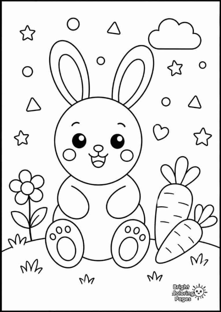 Shape Bunny free coloring page for preschool kids