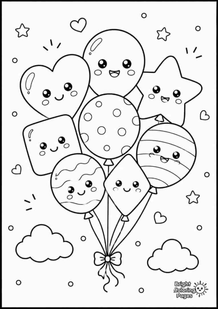 Balloon Cluster free coloring page for kids