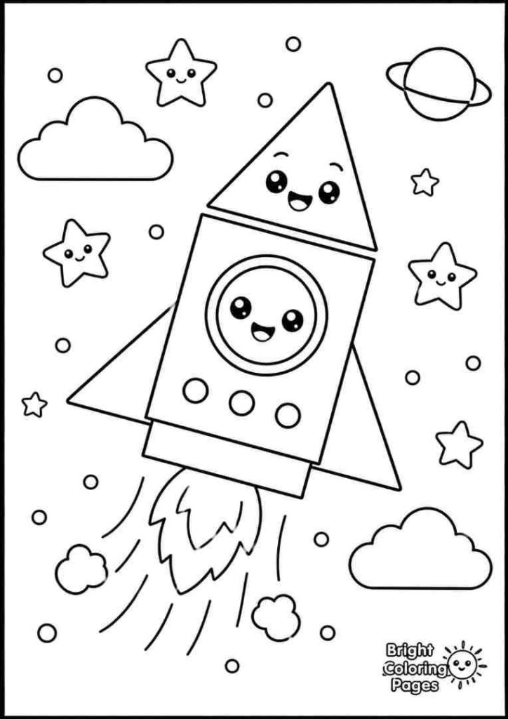 Shape Rocket free download coloring page for kids