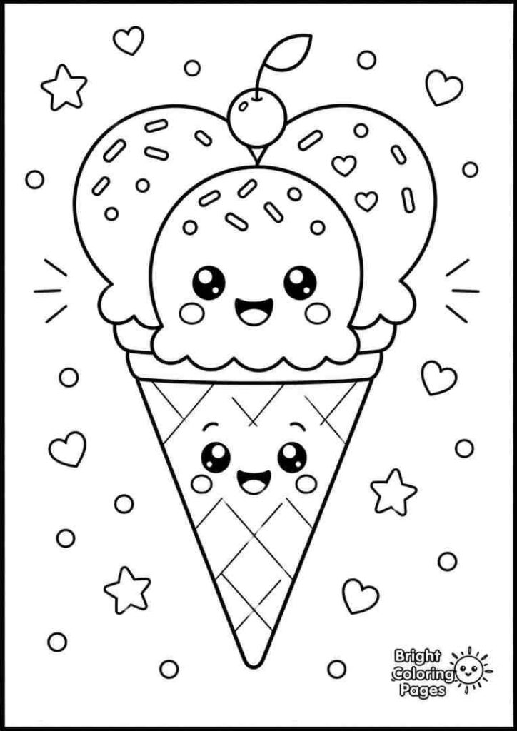 Ice Cream Cone free download coloring page for kids