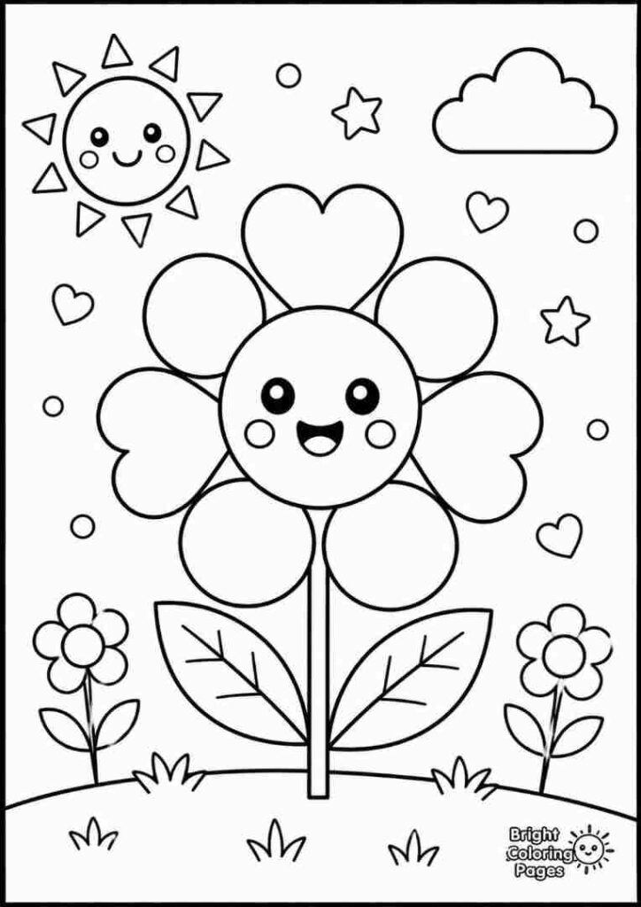 Flower Shapes free printable coloring pages for kids