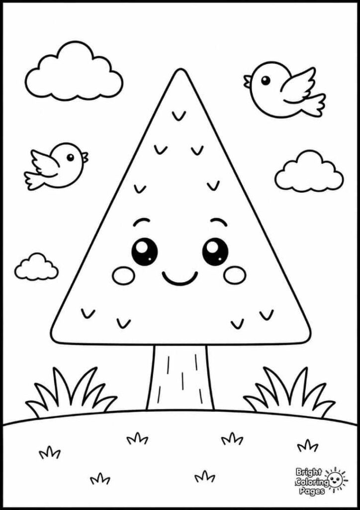 Triangle Tree free printable coloring pages