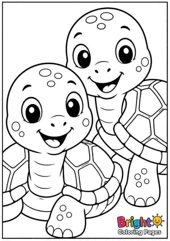 Smiling Turtle Close Up coloring page for preschool kids 