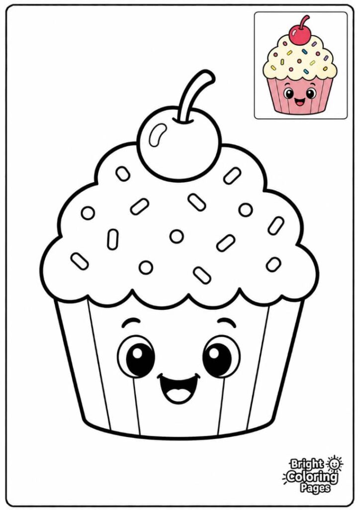 Little Cupcake free printable coloring page for preschool kids 