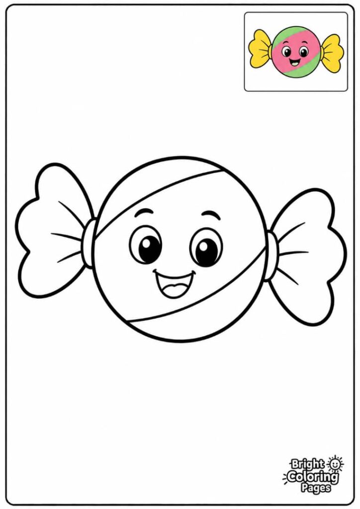 Candy coloring page for preschool kids 