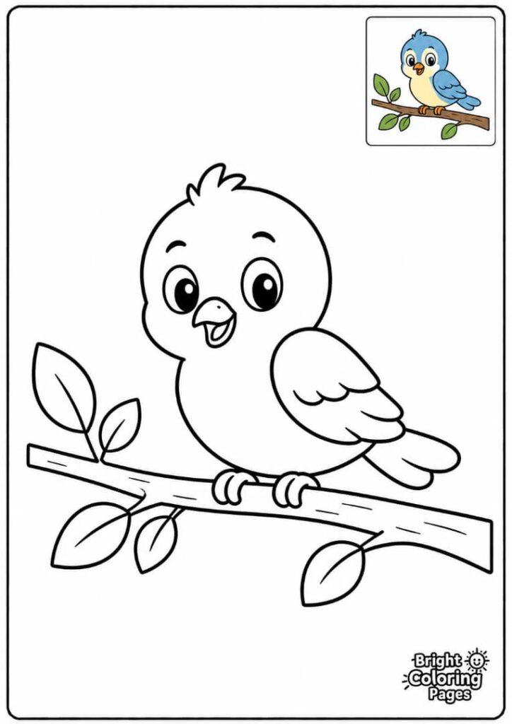 Cute Little Bird Free Printable coloring page for kids 