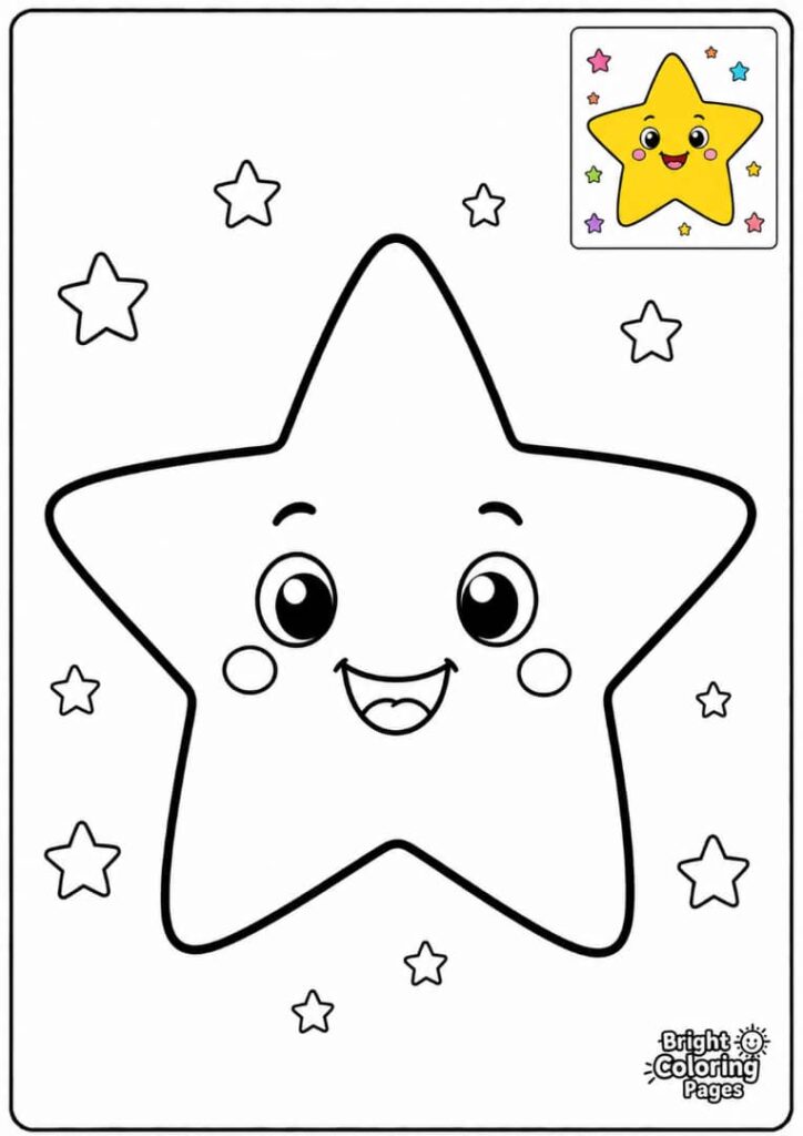 Happy Star free printable coloring page for children 
