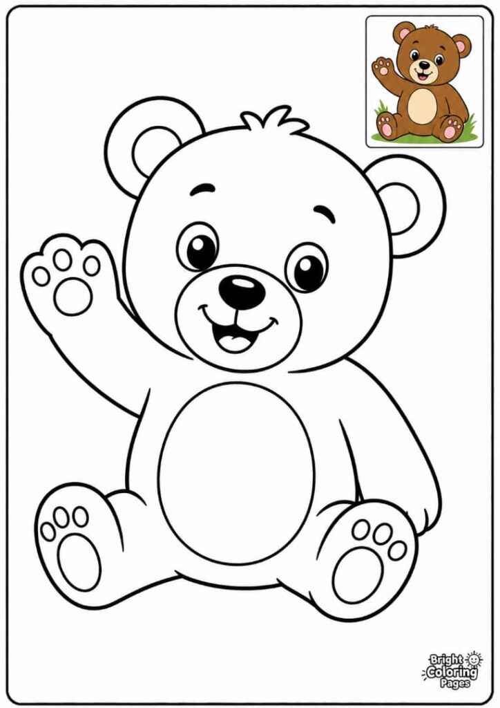 Friendly little Bear Coloring Page for preschool kids 