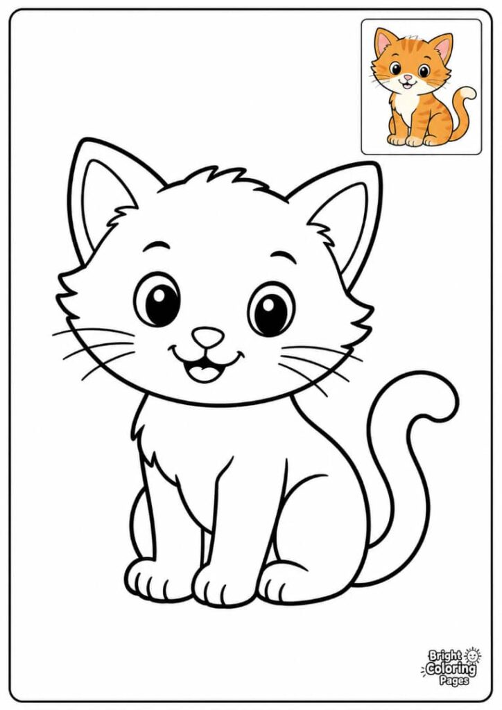 Easy Little Cat free printable coloring pages for kids 