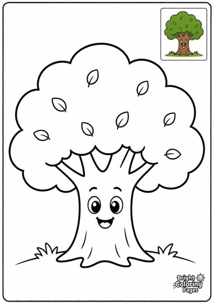 Small Tree printable coloring page for preschool kids 