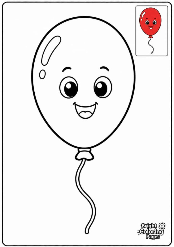 Balloon Coloring Page for preschool kids 