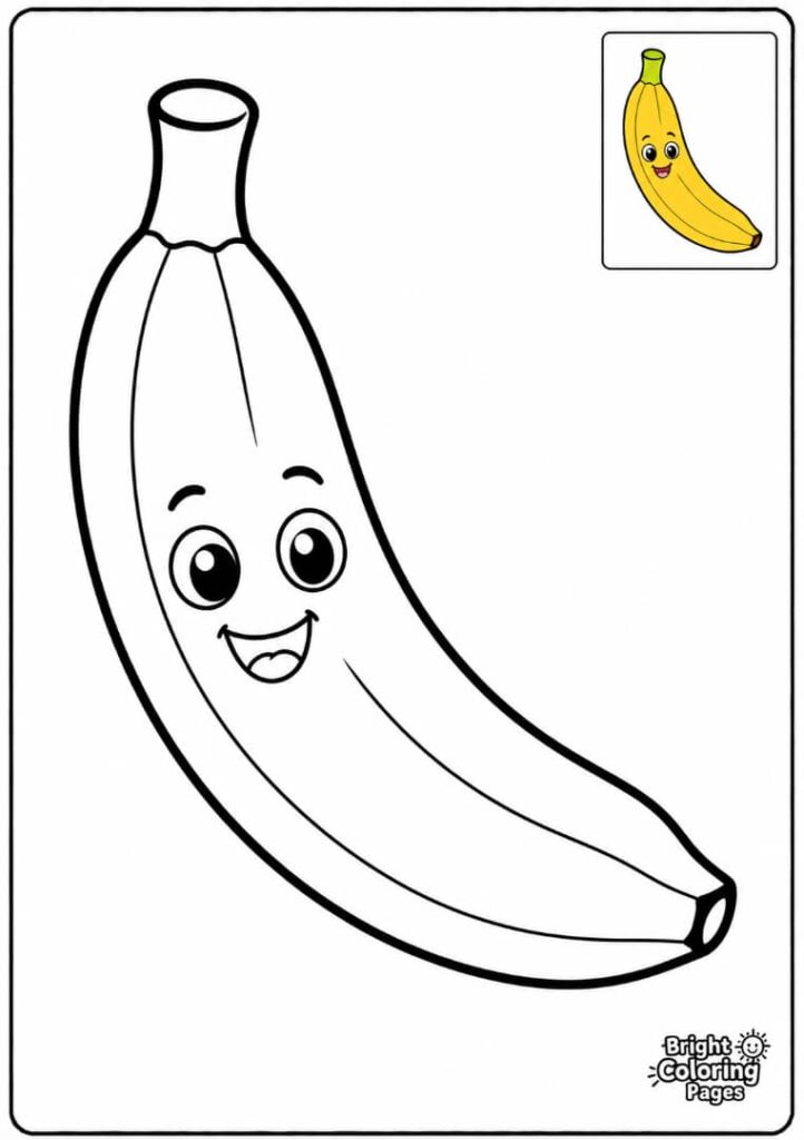 Cute Banana Coloring Page for Kids 