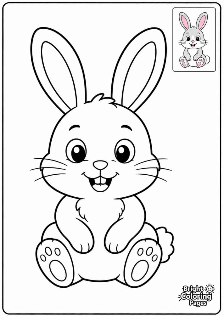 Friendly Bunny free printable coloring pages for kids 