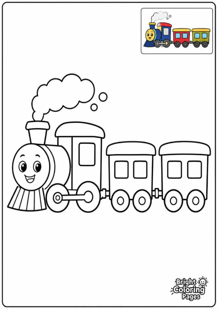 Simple Train coloring page for preschool kids 