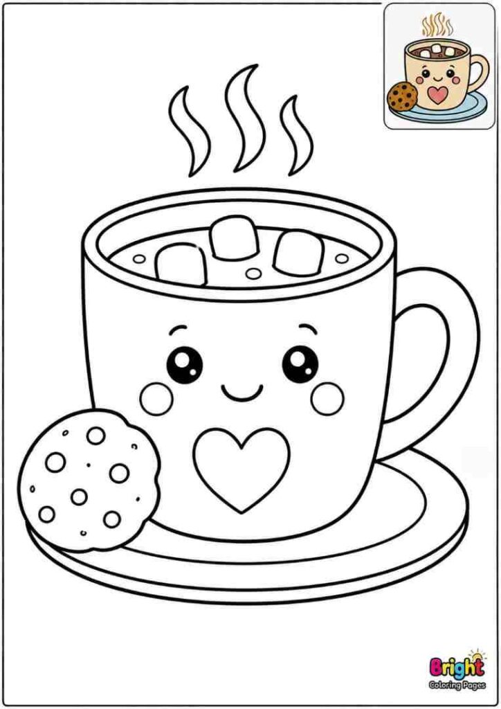 Warm Cup of Cocoa coloring page for kids