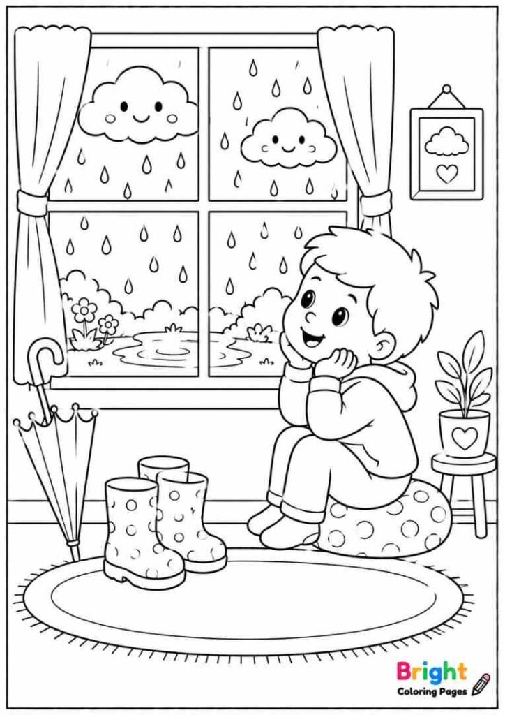Rain Rain Go Away free printable coloring pages for kids 