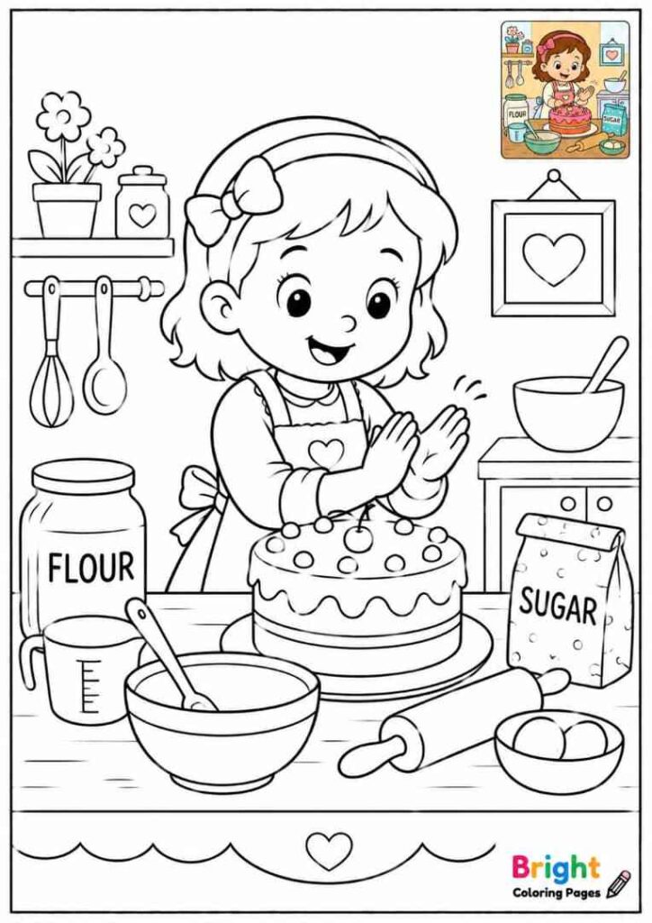 Pat a Cake free printable coloring download for kids