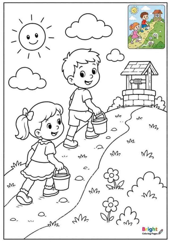 Jack and Jill printable coloring page for preschoolers 