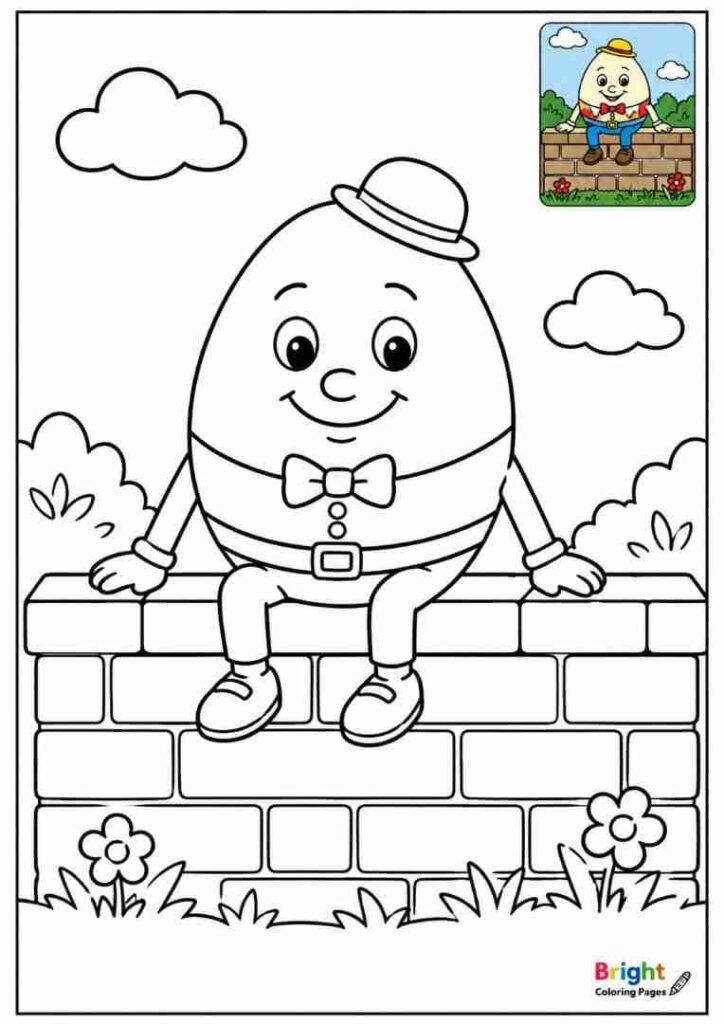 Humpty Dumpty free printable coloring page for kids 