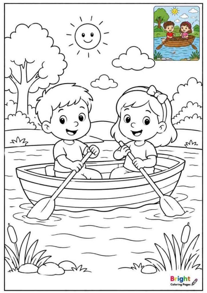 Row Row Row Your Boat coloring page for kids 