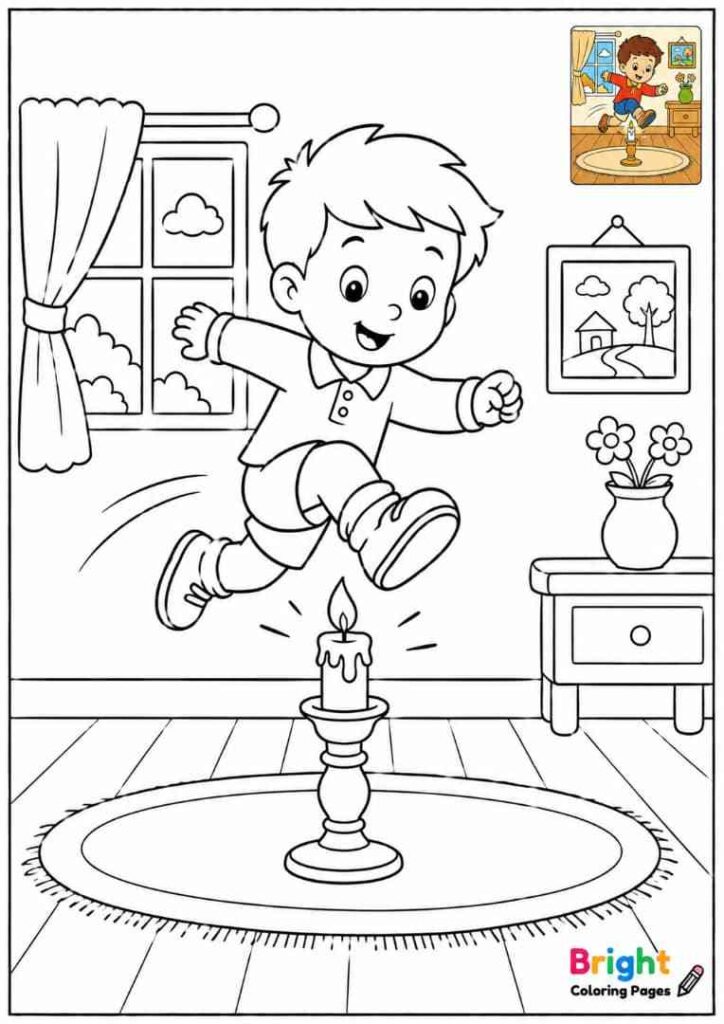 Jack Be Nimble coloring page for preschool kids 