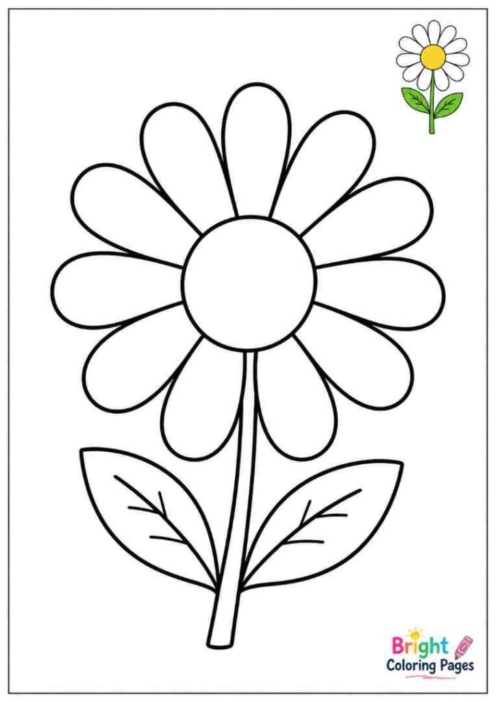 Simple Daisy Coloring Page for kids