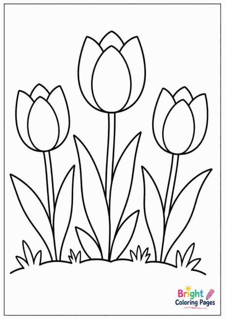 Tulip Garden Coloring Page for kids