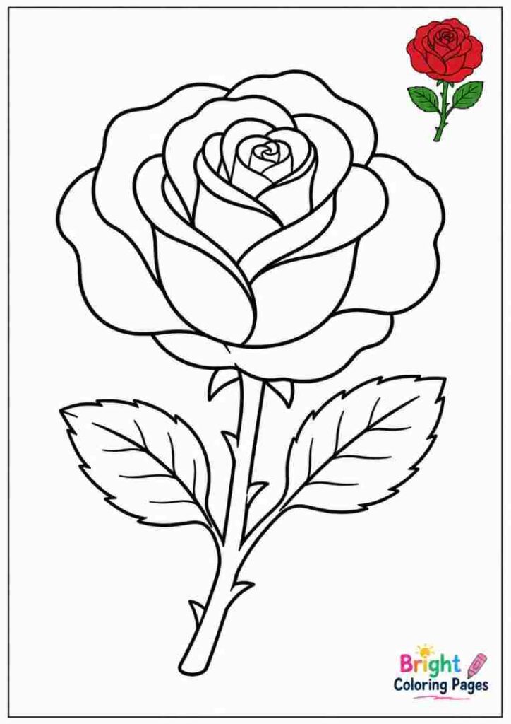 Cute Rose Coloring Page