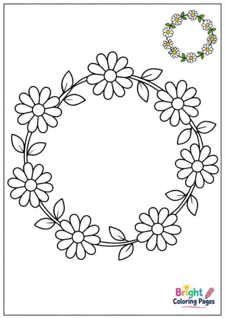 Daisy Chain Coloring Page for kids