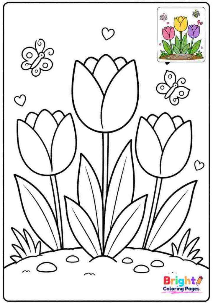 Rainbow Flower Coloring Page for kids