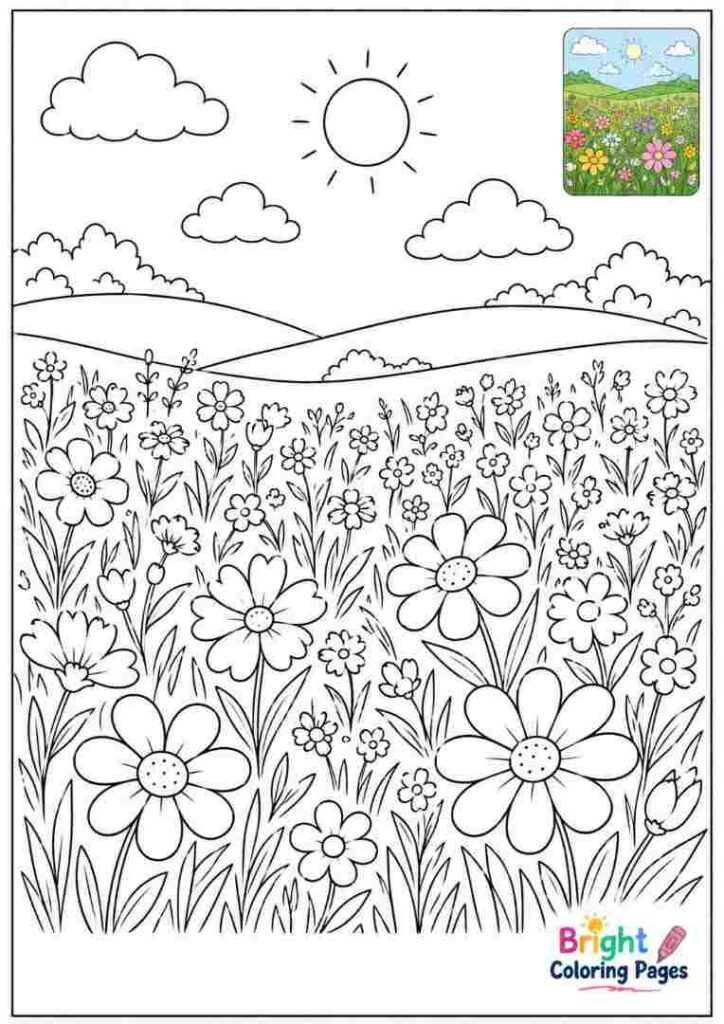 Flower Meadow Coloring Page