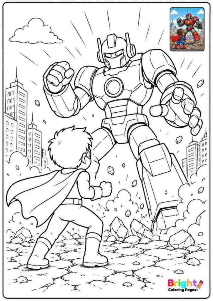 Superhero vs Giant Robot