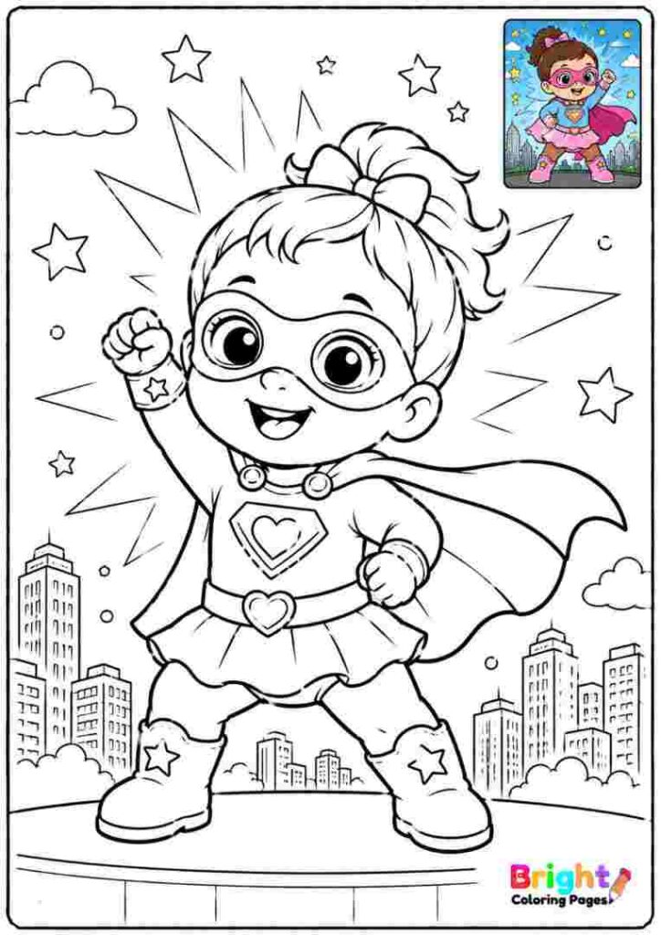 Baby Superhero coloring page for kids 