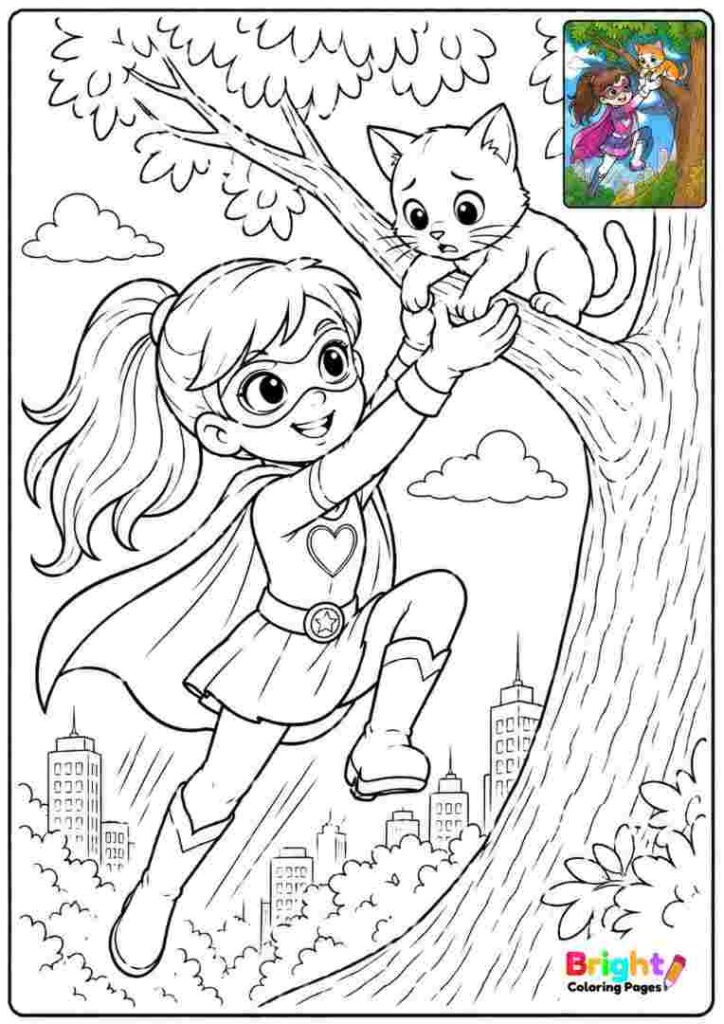Superhero Rescuing a Cat