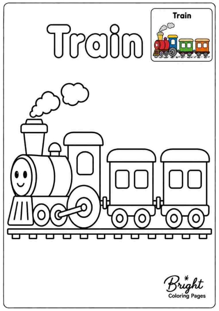 Kindergarten coloring page showing a train.