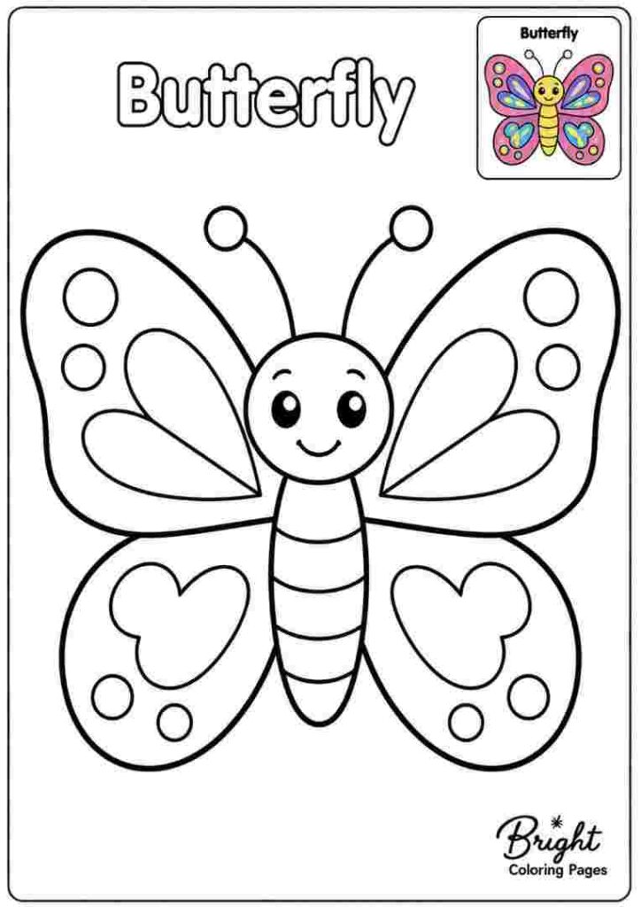 Kindergarten coloring page showing a butterfly.