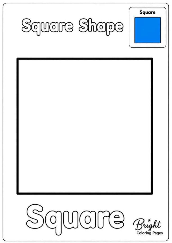 Coloring page for kindergarten showing a square shape.