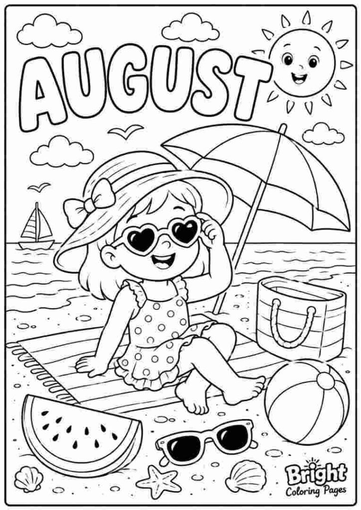 August Coloring Page for kids