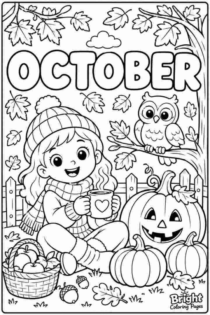 October Coloring Page for kids