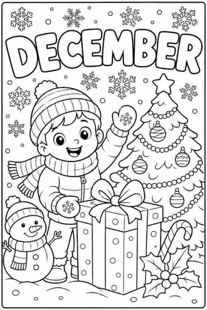 December Coloring Page for kids