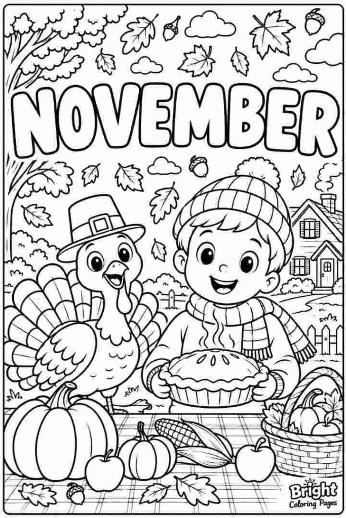 November Coloring Page for kids